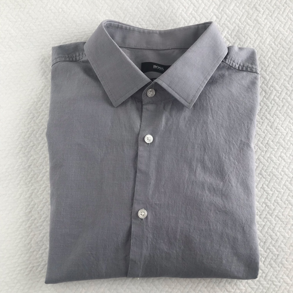 Hugo boss gray sharp fit dress shirt 17.5 34/35